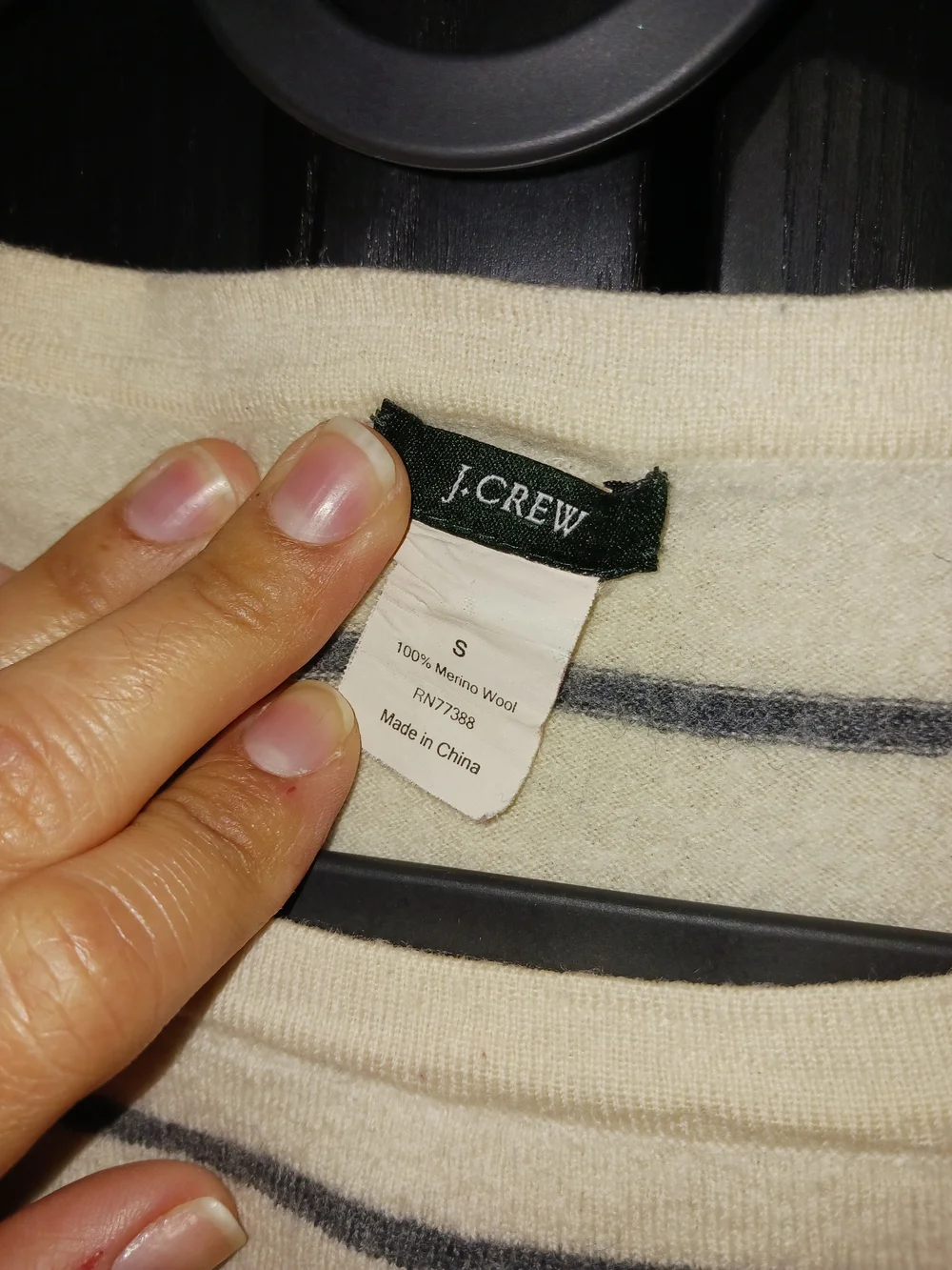 J. Crew Cream and Navy Striped Boatneck Top
